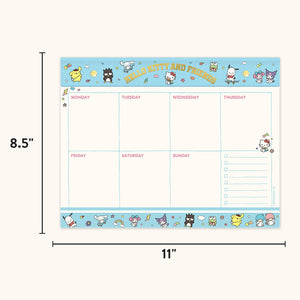 Hello Kitty and Friends x Studio Oh! College Letters Blue Weekly Desk Pad Stationery Studio Oh!