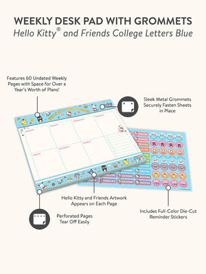 Hello Kitty and Friends x Studio Oh! College Letters Blue Weekly Desk Pad