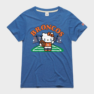 Hello Kitty x Denver Broncos Retro Football Tee (Womens) Apparel HOMAGE Royal Blue XS