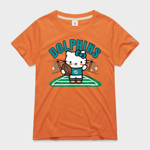 Hello Kitty x Miami Dolphins Football Tee (Womens) Apparel HOMAGE Orange XS