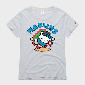Hello Kitty x Miami Marlins Catch Tee (Womens) Apparel HOMAGE Ash XS