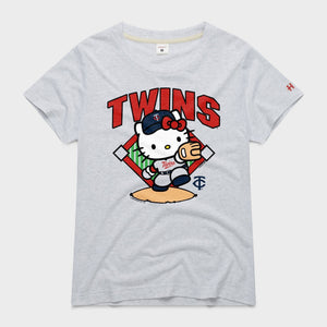 Hello Kitty x Minnesota Twins Throw Tee (Womens) Apparel HOMAGE Ash XS