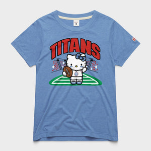 Hello Kitty x Tennessee Titans Football Tee (Womens) Apparel HOMAGE Light Blue XS