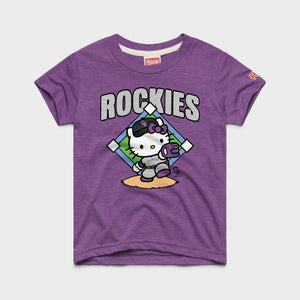 Hello Kitty x Colorado Rockies Throw Tee (Youth) Apparel HOMAGE Royal Purple Y2