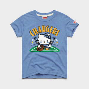 Hello Kitty x Los Angeles Chargers Snap Tee (Youth) Apparel HOMAGE Light Blue Y2