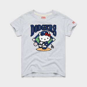 Hello Kitty x Los Angeles Dodgers Pitch Tee (Youth) Apparel HOMAGE Ash Y2