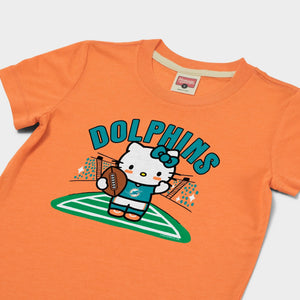 Hello Kitty x Miami Dolphins Football Tee (Youth) Apparel HOMAGE