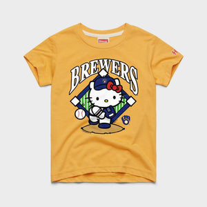Hello Kitty x Milwaukee Brewers Pitch Tee (Youth) Apparel HOMAGE Gold Y2