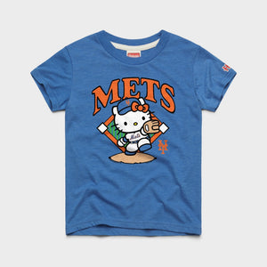 Hello Kitty x New York Mets Throw Tee (Youth) Apparel HOMAGE Royal Blue Y2