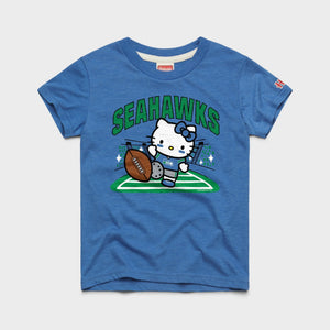 Hello Kitty x Seattle Seahawks Retro Kickoff Tee (Youth) Apparel HOMAGE Royal Blue Y2