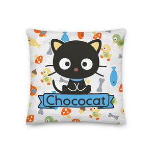 Chococat Fish & Acorns 18" Square Pillow Home Goods Printful   