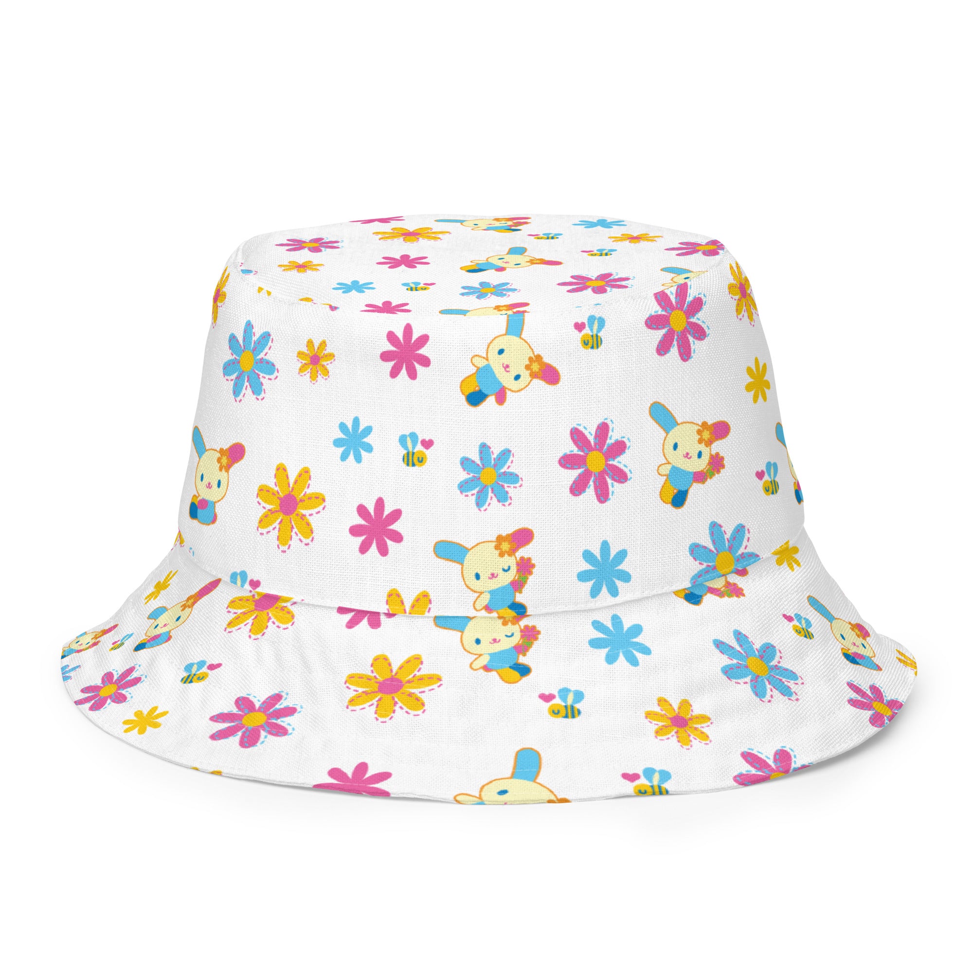 U*SA*HA*NA Daisy Patchwork Reversible Bucket Hat Accessory Printful   
