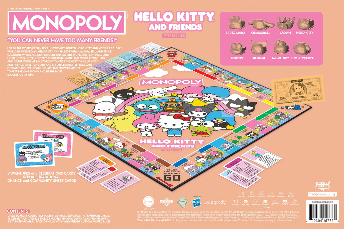 Hello Kitty &amp; Friends Monopoly Board Game (Rose Gold Premium Edition) Toys&amp;Games USAopoly Inc   