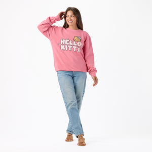 Hello Kitty x Aloha Collection Palaka Crew Sweatshirt (Pink) Apparel Aloha Collection Inc