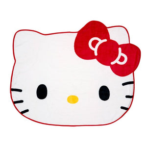 Hello Kitty Face-Shaped Throw Blanket (Classic Red) Home Goods Japan Original