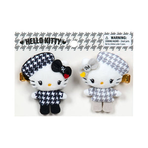 Hello Kitty Plush Hair Clip Set (Monochrome Birthday Twins Series) Accessory Japan Original