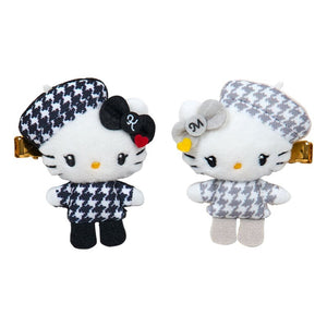 Hello Kitty Plush Hair Clip Set (Monochrome Birthday Twins Series) Accessory Japan Original