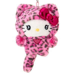 Hello Kitty Pink Plush Mascot Keychain (Leopard Cat Series) Accessory Japan Original