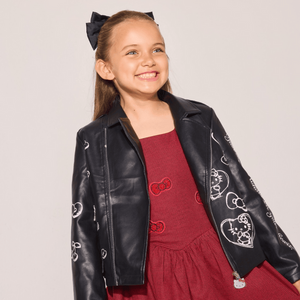 Hello Kitty x Lola + The Boys Kids Graffiti Biker Jacket (Black) Apparel Lola and The Boys NYC INC