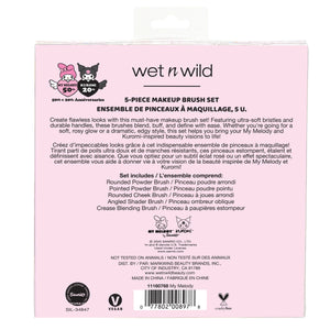 My Melody & Kuromi x Wet n Wild 5-Piece Makeup Brush Set (My Melody) Beauty MARKWINS