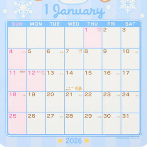 Cinnamoroll 2026 Die-Cut Wall Calendar Seasonal Japan Original
