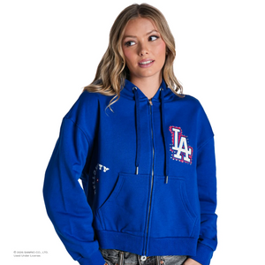 Hello Kitty x The Wild Collective Los Angeles Dodgers Zip-Up Hoodie Apparel The Wild Collective