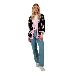 Hello Kitty Cozy Face Knit Cardigan (Black & Pink) Apparel BIOWORLD