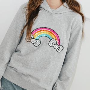 Hello Kitty x Lola + The Boys Kids Rainbow Hoodie (Heather Grey) Apparel Lola and The Boys NYC INC
