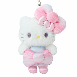 Hello Kitty Plush Mascot Keychain 50th Anniv. (Fashionable Ribbons Series) Accessory Japan Original