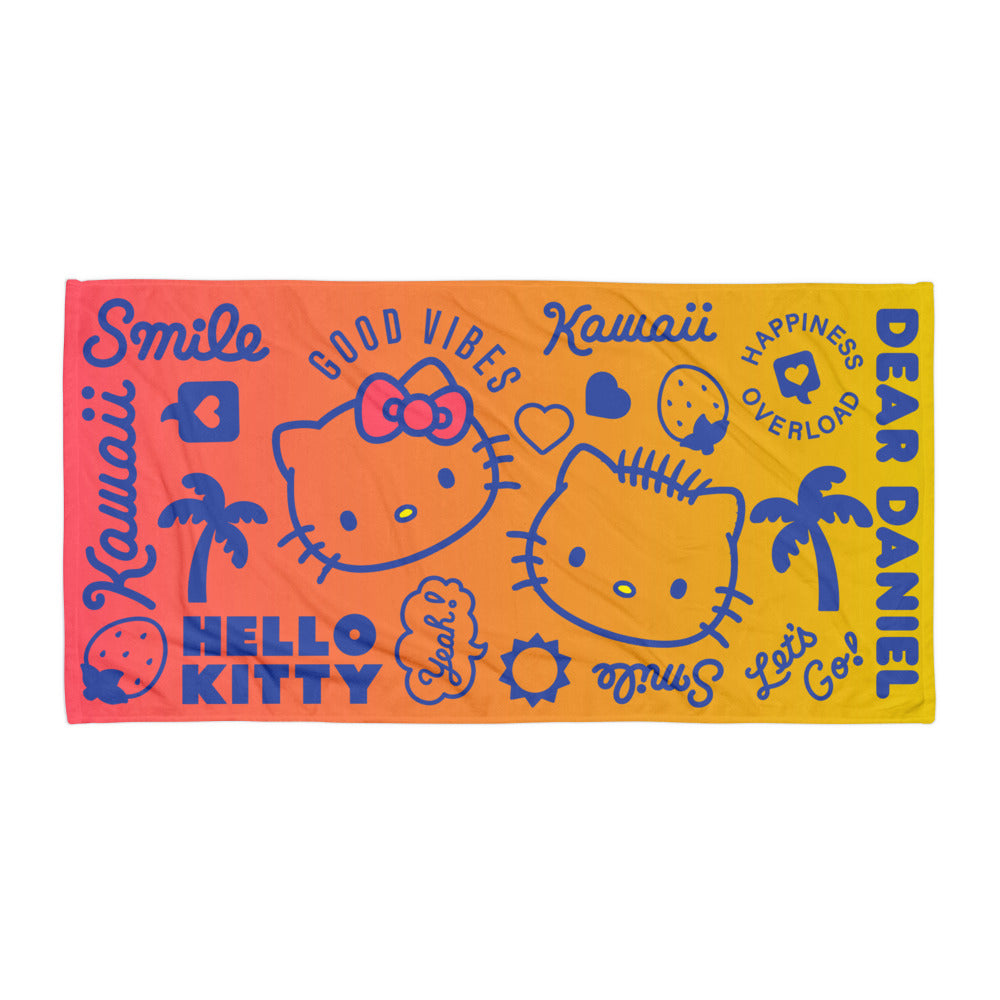 Hello Kitty & Dear Daniel Good Vibes Beach Towel Beach Towel Printful Default Title  