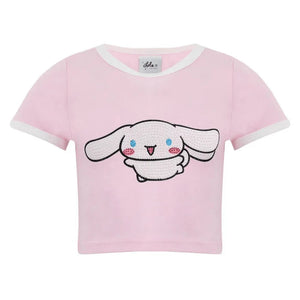 Cinnamoroll x Lola + The Boys Kids Blinged Baby Tee (Pink) Apparel Lola and The Boys NYC INC