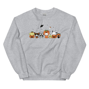 Hello Kitty and Friends Pumpkin Costumes Classic Crewneck Apparel Printful Heather Grey S