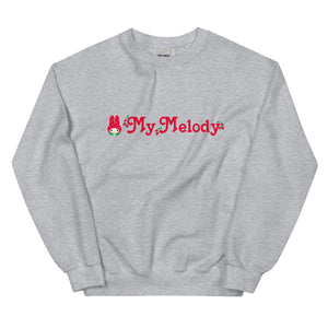 My Melody Strawberry Logo Classic Crewneck Apparel Printful Sport Grey S