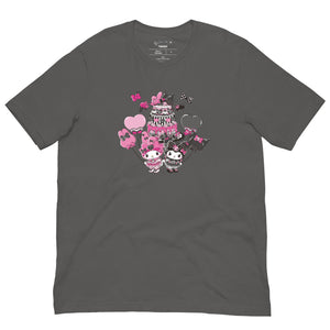 My Melody 50th Anniversary and Kuromi 20th Anniversary Tee (Cake) Apparel Printful Asphalt S