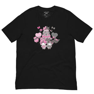 My Melody 50th Anniversary and Kuromi 20th Anniversary Tee (Cake) Apparel Printful Black XS