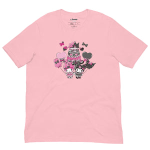 My Melody 50th Anniversary and Kuromi 20th Anniversary Tee (Cake) Apparel Printful Pink S