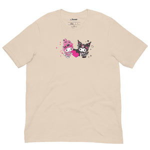 My Melody 50th Anniversary and Kuromi 20th Anniversary Tee (Hearts) Apparel Printful Soft Cream XS