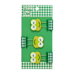 Keroppi Gingham Binder Clips (Set of 3) Stationery Japan Original