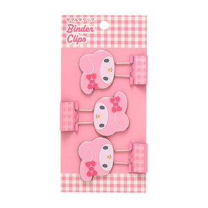 My Melody Gingham Binder Clips (Set of 3) Stationery Japan Original