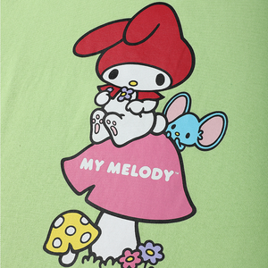 My Melody x Dumbgood Green Mushroom Tee Apparel BIOWORLD   