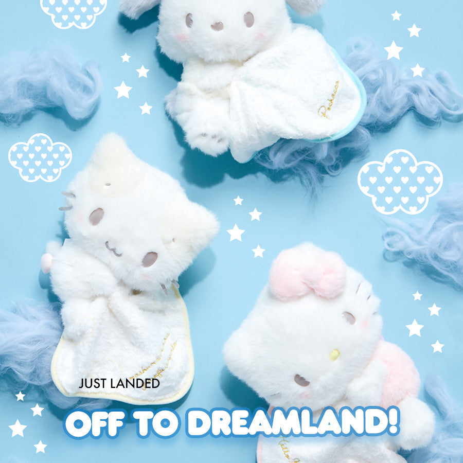 Sanrio Characters from the Cloud Nap Series set against a blue background.