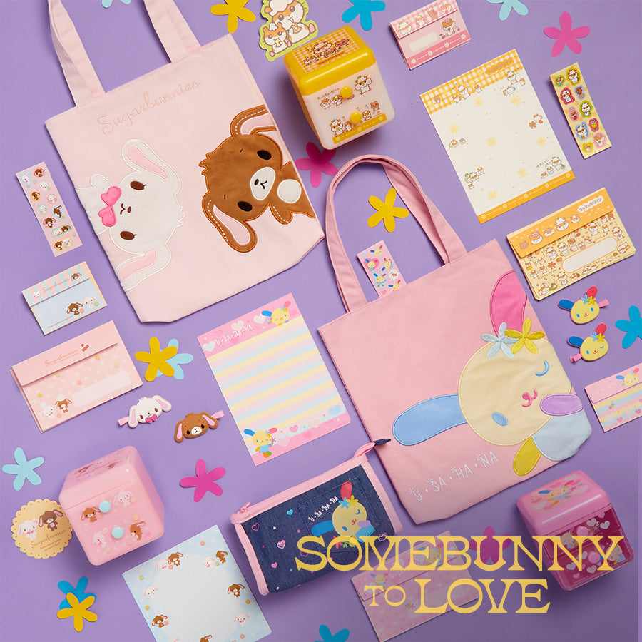 Knolled flatlay of products featuring Sugarbunnies and USAHANA