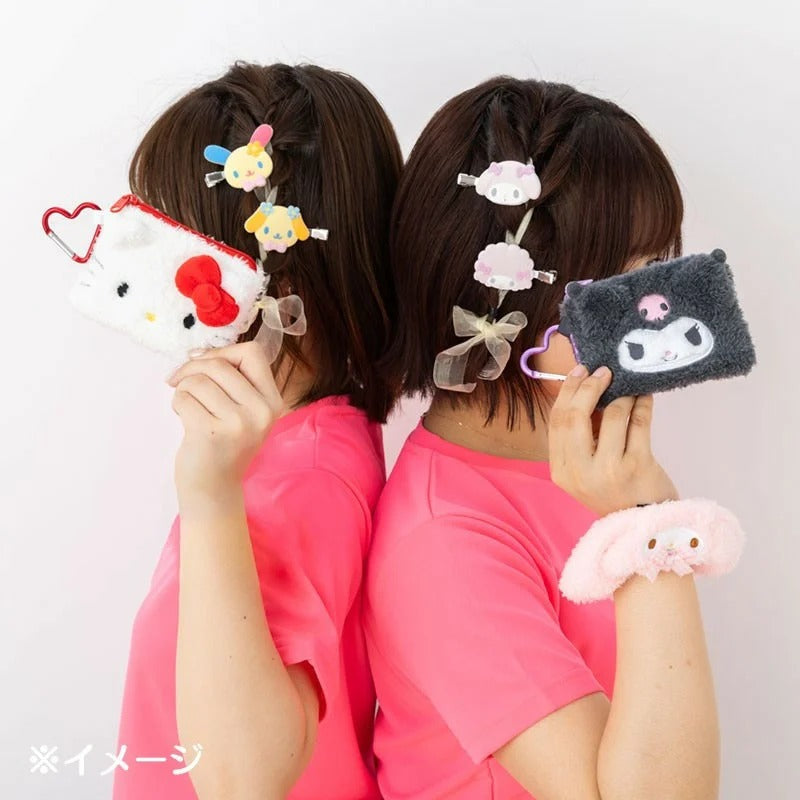 Kuromi Fuzzy Mini Zipper Pouch Bags Japan Original