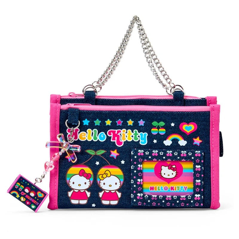 Hello Kitty Mini Zipper Denim Pouch (Heisei Heart Series) Bags Japan Original