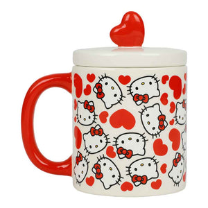Hello Kitty Lidded Hearts Mug Set Home Goods BIOWORLD   