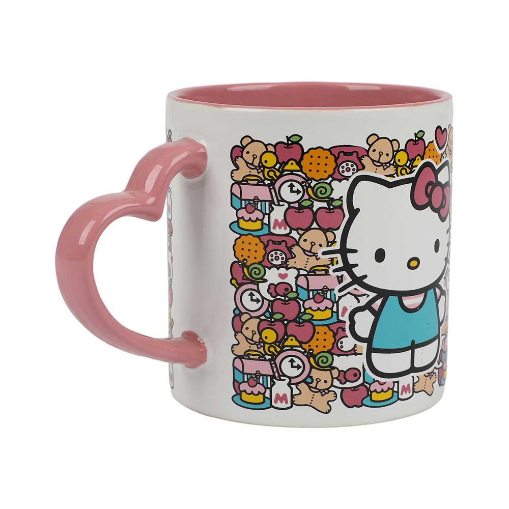 Hello Kitty 16oz Heart Handle Ceramic Mug Home Goods BIOWORLD   