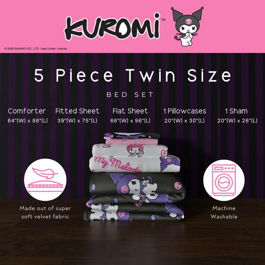 My Melody & Kuromi Besties Bedding Set Home Goods Franco Manufacturing Co Inc