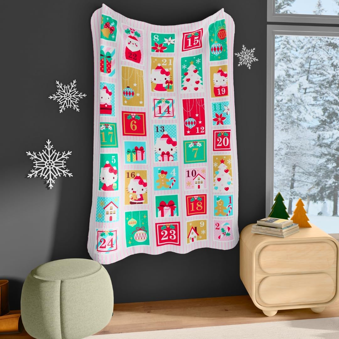 Hello Kitty Holiday Throw Blanket (Advent Calendar) Home Goods Franco Manufacturing Co Inc