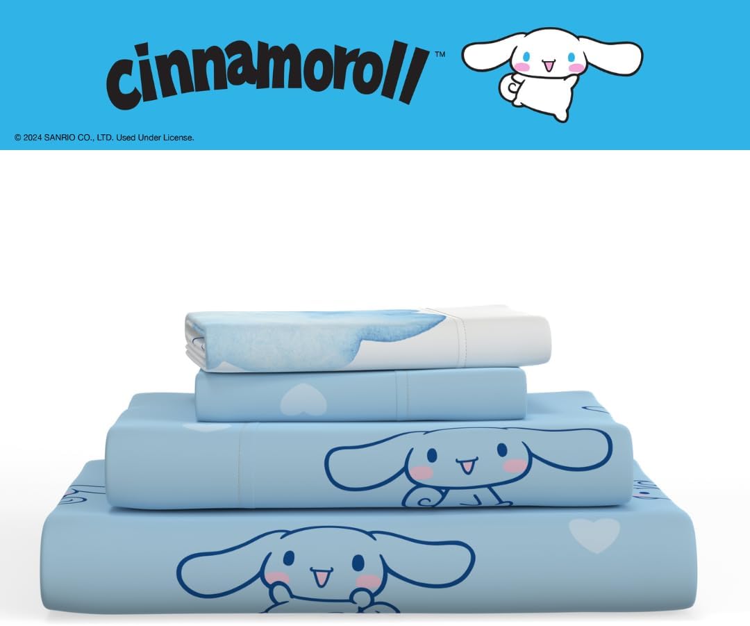 Cinnamoroll Bouncing Clouds Microfiber Sheet Set Home Goods Franco Manufacturing Co Inc