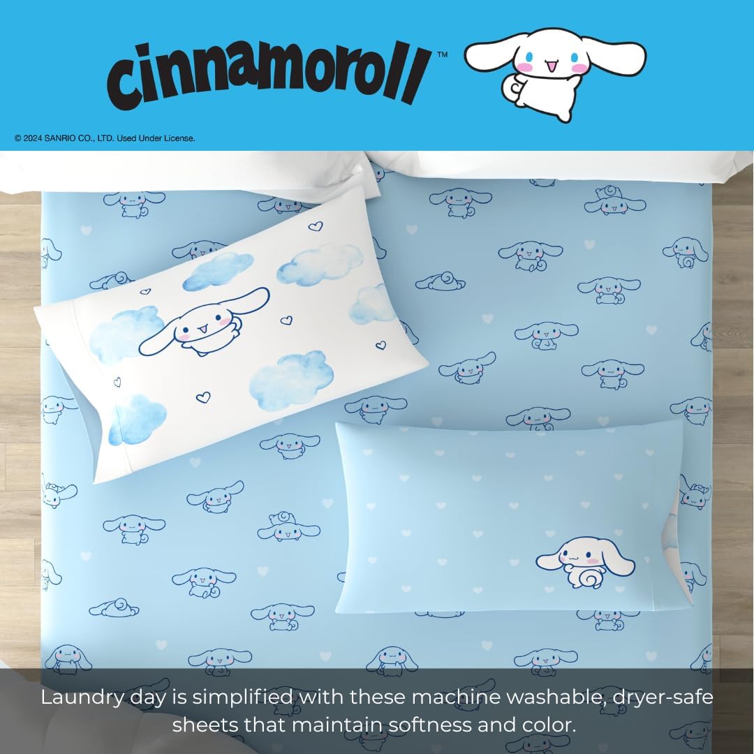 Cinnamoroll Bouncing Clouds Microfiber Sheet Set Home Goods Franco Manufacturing Co Inc